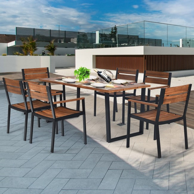 7 Pieces Outdoor Patio Dining Table Set with Hole