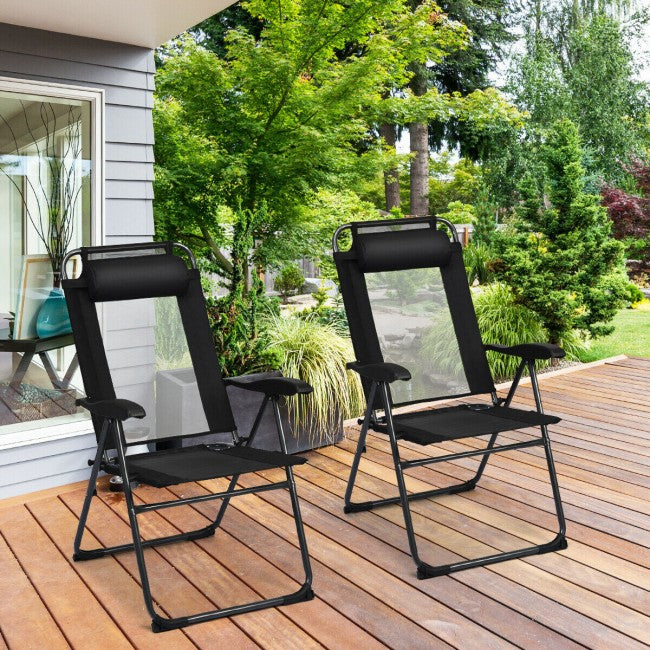 2 Pieces Patio Folding Recliner Chairs