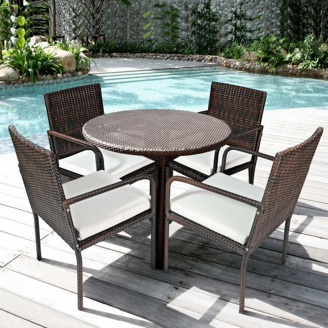 Chairliving 4 Pieces Rattan Outdoor Bistro set Dining Chairs and Table