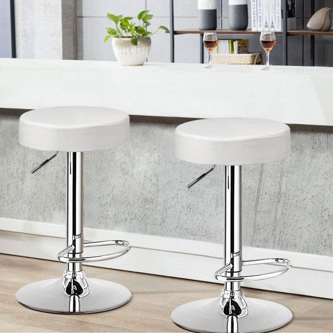 Set of 2 Adjustable Swivel Round Bar Stool Pub Chair