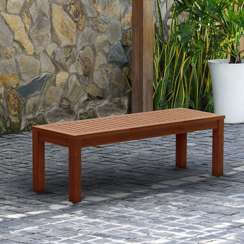 52 Inch Outdoor Acacia Wood Dining Bench Chair