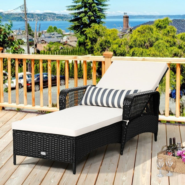 PE Rattan Lounge Chair with Adjustable Pillow