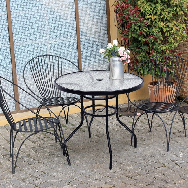 32 Inch Tempered Glass Patio Round Table