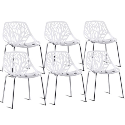 Set of 6 Modern Plastic Dining Side Chairs