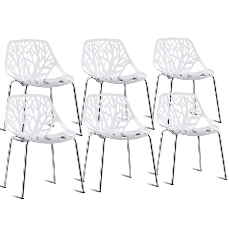 Set of 6 Modern Plastic Dining Side Chairs