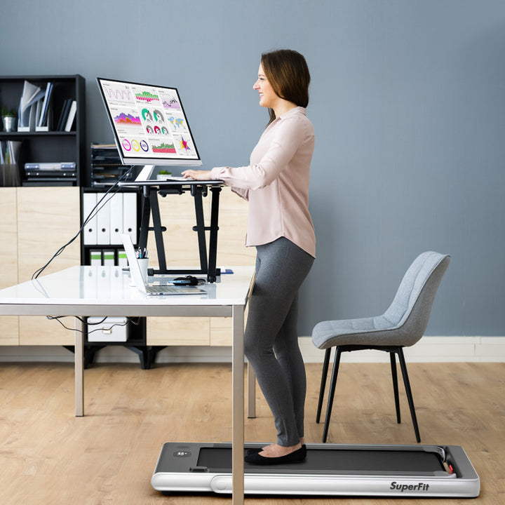 2-in-1 Folding Electric Motorized Treadmill with Remote Control and Dual Display