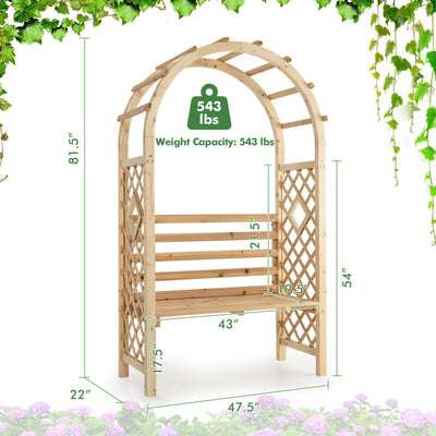 2-in-1 Wooden Garden Arch Bench Wedding Pergola Arbor Party Decoration