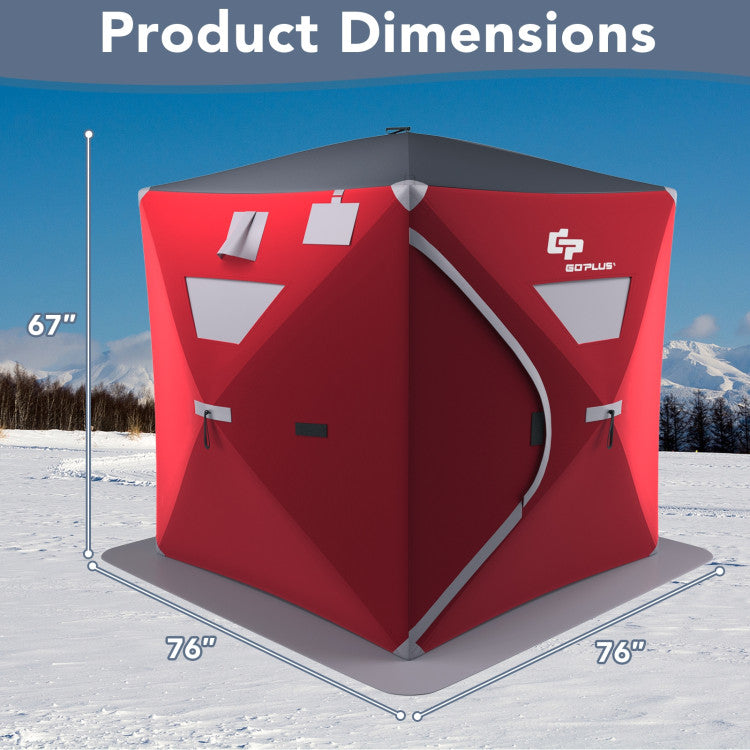 2-person Portable Pop-Up Ice Fishing Shelter Tent with Carrying Bag