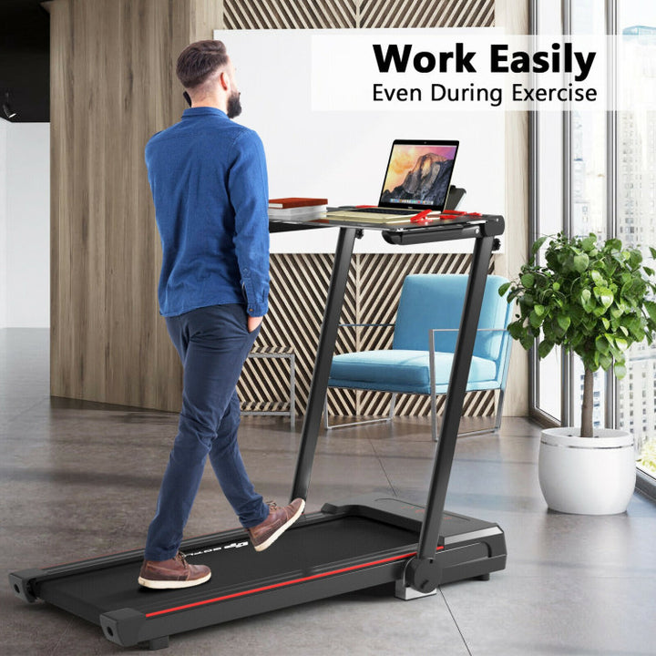 2.25 HP 3-in-1 Electric Folding Treadmill Running Machine with Large Desk and LCD Display