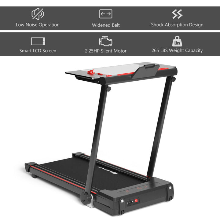 2.25 HP 3-in-1 Electric Folding Treadmill Running Machine with Large Desk and LCD Display