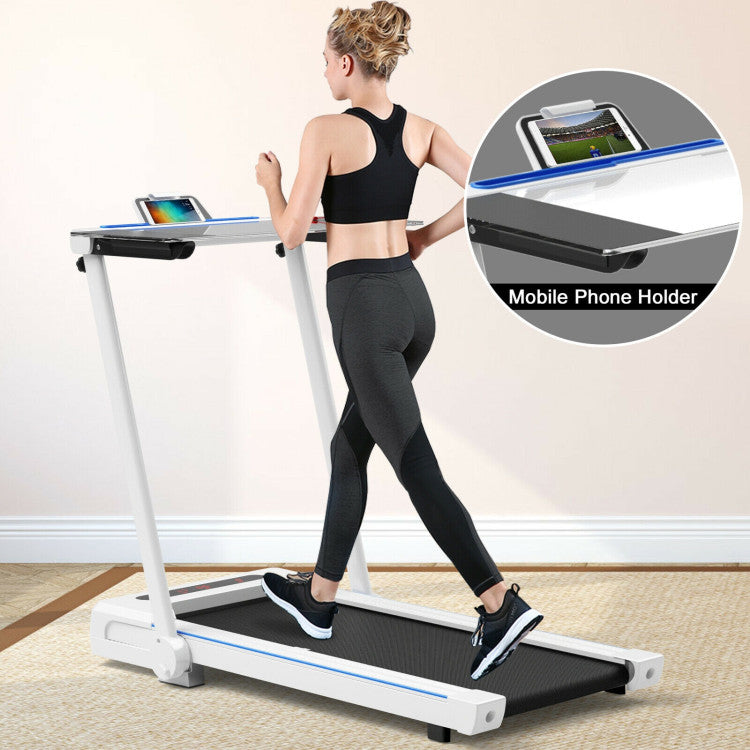 2.25 HP 3-in-1 Electric Folding Treadmill Running Machine with Large Desk and LCD Display