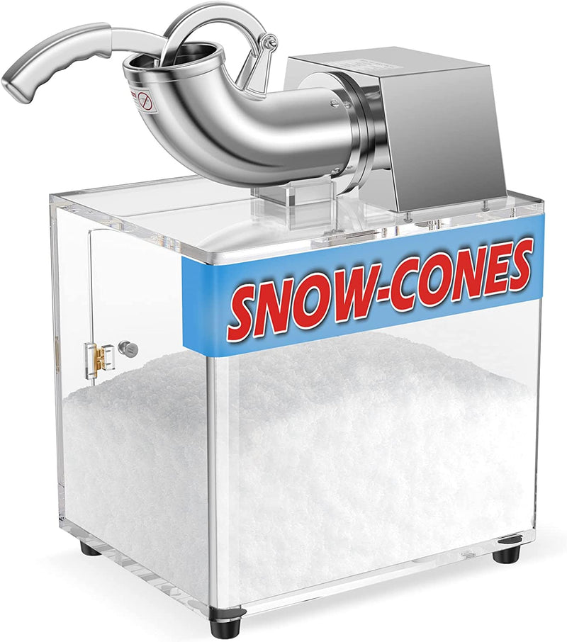 250W Electric Stainless Snow Cone Machine Ice Shaver Maker 400 LBS/H Ice Crusher with Safety On Off Switch