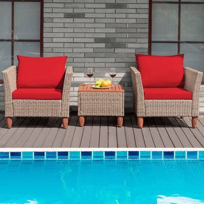 3 Pieces Patio Rattan Bistro Furniture Set