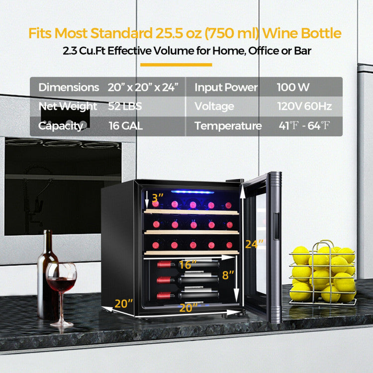 21 Bottle Compressor Wine Cooler Refrigerator Beverage Cellar Fridge with Digital Soft-Touch Control