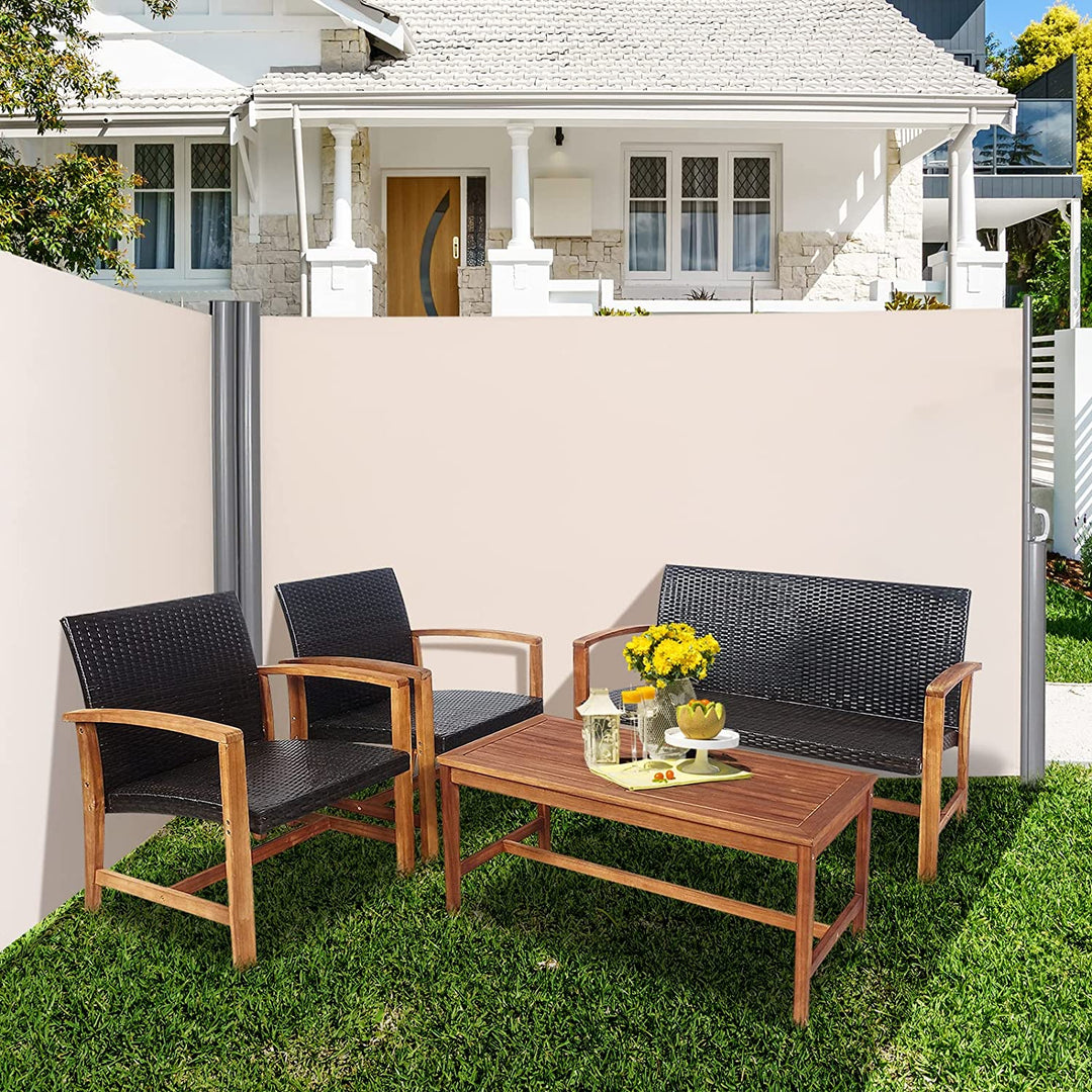 237 x 71 Inch Outdoor Retractable Double Folding Side Screen Awning Patio Waterproof Sun Shade Wind Screen Privacy Divider