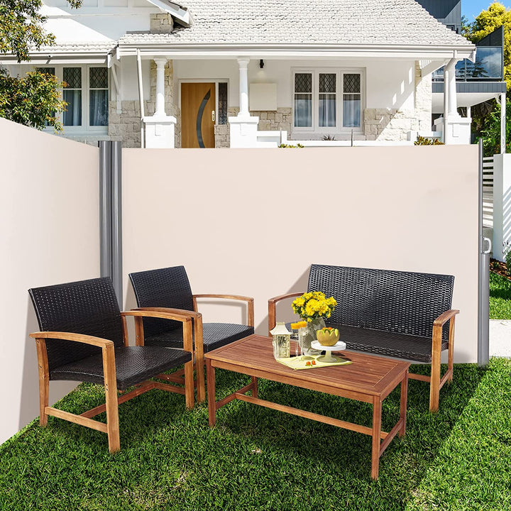 237 x 71 Inch Outdoor Retractable Double Folding Side Screen Awning Patio Waterproof Sun Shade Wind Screen Privacy Divider