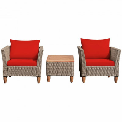 3 Pieces Patio Rattan Bistro Furniture Set