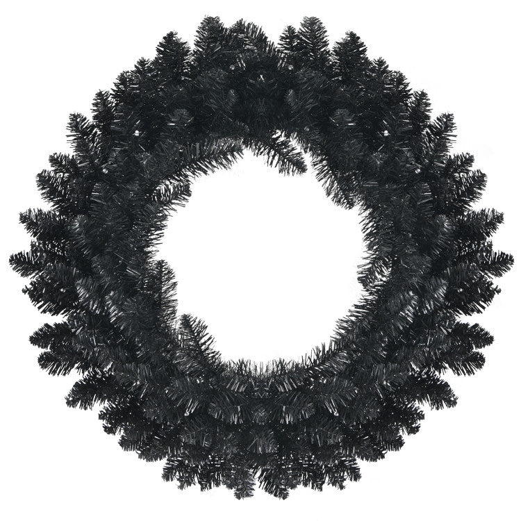 24 Inch Artificial Pre-lit Halloween Wreath with 35 Purple LED Lights