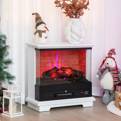 27 Inch Freestanding Electric Fireplace 1400W Fireplace Heater with Thermostat Control and Overheat Protection