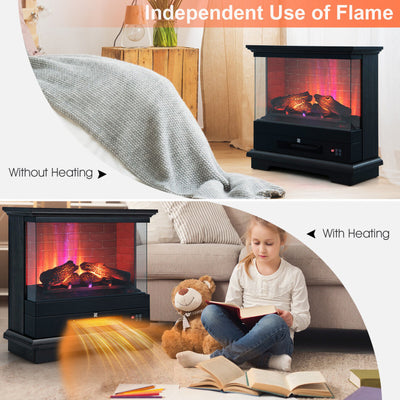 27 Inch Freestanding Electric Fireplace 1400W Fireplace Heater with Thermostat Control and Overheat Protection