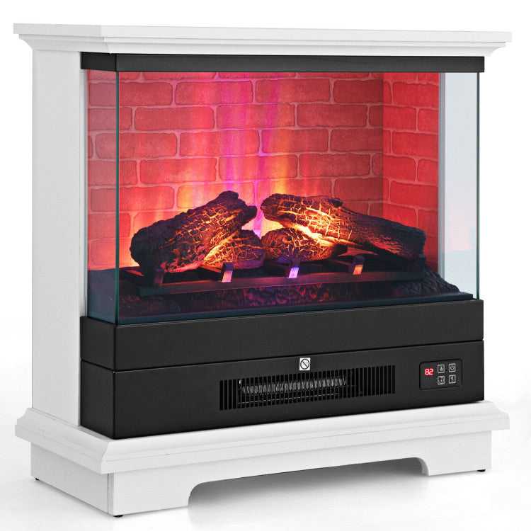 27 Inch Freestanding Electric Fireplace 1400W Fireplace Heater with Thermostat Control and Overheat Protection