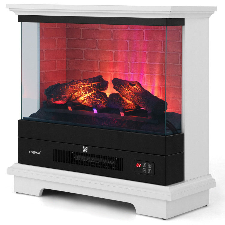 27 Inch Freestanding Electric Fireplace 1400W Fireplace Heater with Thermostat Control and Overheat Protection