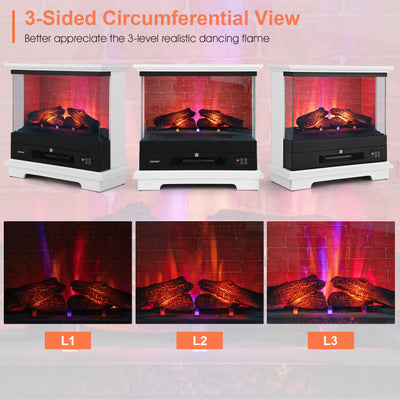 27 Inch Freestanding Electric Fireplace 1400W Fireplace Heater with Thermostat Control and Overheat Protection