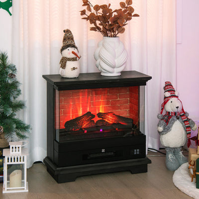 27 Inch Freestanding Electric Fireplace 1400W Fireplace Heater with Thermostat Control and Overheat Protection