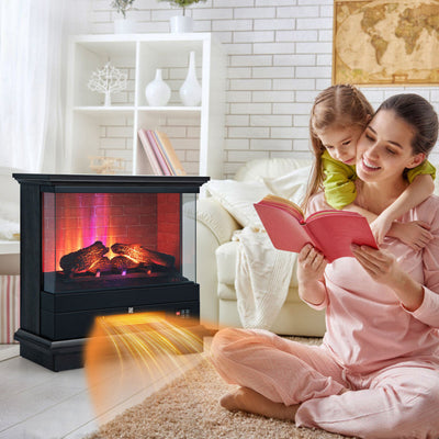 27 Inch Freestanding Electric Fireplace 1400W Fireplace Heater with Thermostat Control and Overheat Protection