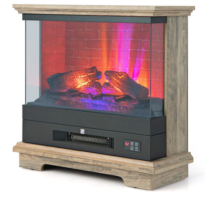 27 Inch Freestanding Electric Fireplace 1400W Fireplace Heater with Thermostat Control and Overheat Protection