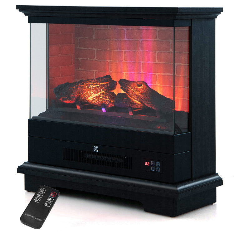 27 Inch Freestanding Electric Fireplace 1400W Fireplace Heater with Thermostat Control and Overheat Protection