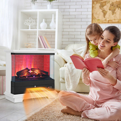 27 Inch Freestanding Electric Fireplace 1400W Fireplace Heater with Thermostat Control and Overheat Protection