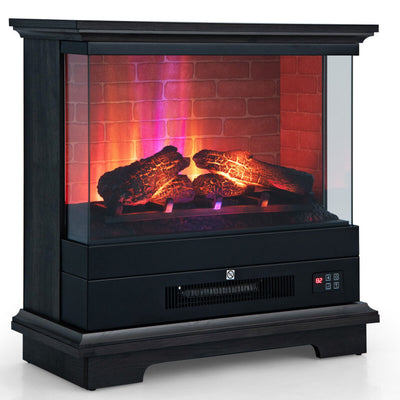 27 Inch Freestanding Electric Fireplace 1400W Fireplace Heater with Thermostat Control and Overheat Protection