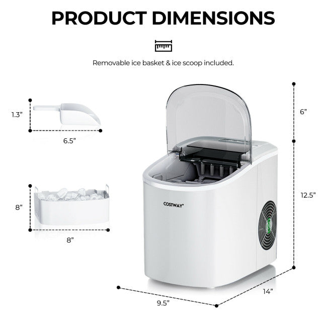 27 LBS/24H Countertop Ice Cube Maker Portable Ice Machine with Self-Cleaning Function