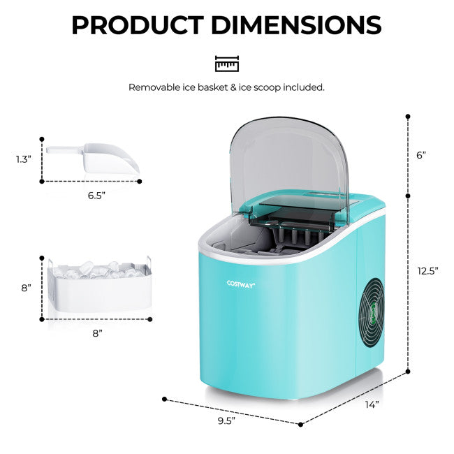 27 LBS/24H Countertop Ice Cube Maker Portable Ice Machine with Self-Cleaning Function