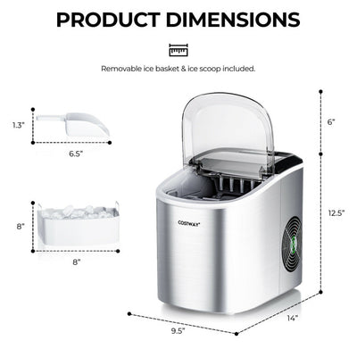 27 LBS/24H Countertop Ice Cube Maker Portable Ice Machine with Self-Cleaning Function