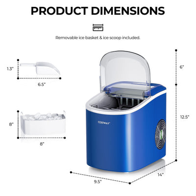 27 LBS/24H Countertop Ice Cube Maker Portable Ice Machine with Self-Cleaning Function