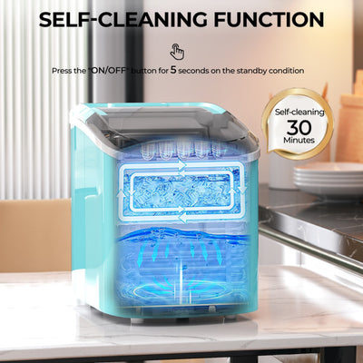 27 LBS/24H Countertop Ice Cube Maker Portable Ice Machine with Self-Cleaning Function