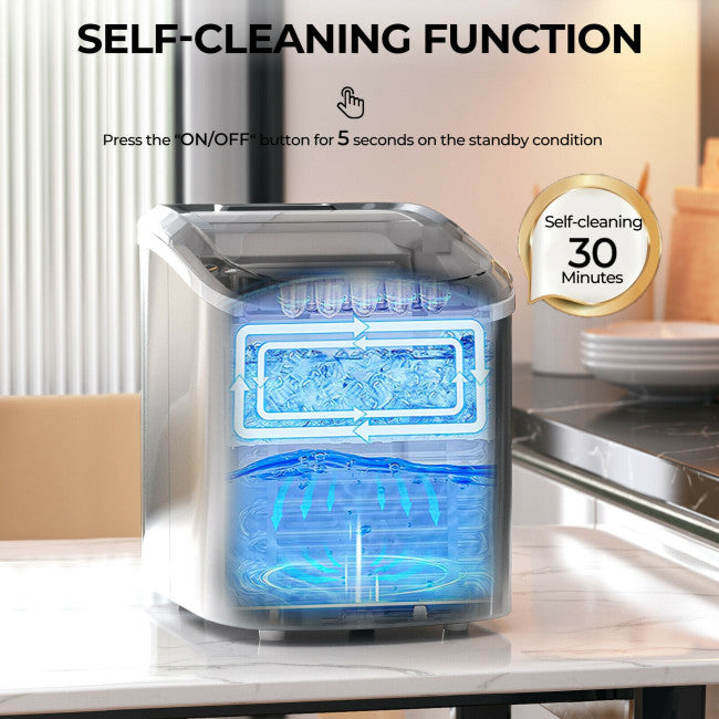 27 LBS/24H Countertop Ice Cube Maker Portable Ice Machine with Self-Cleaning Function