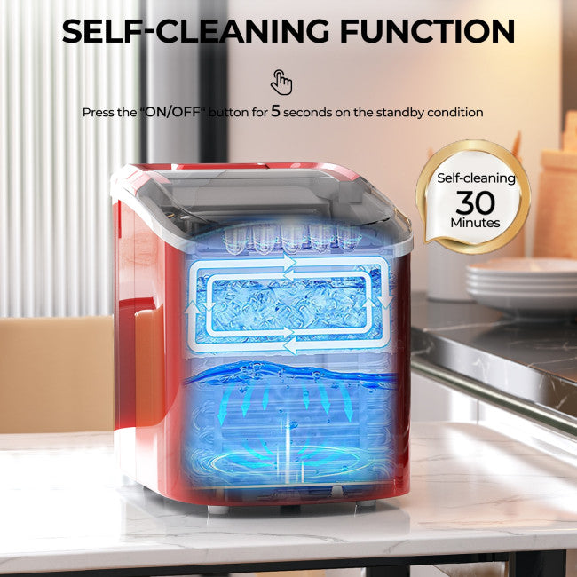 27 LBS/24H Countertop Ice Cube Maker Portable Ice Machine with Self-Cleaning Function