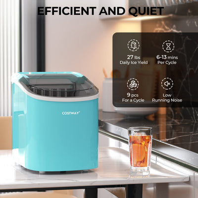27 LBS/24H Countertop Ice Cube Maker Portable Ice Machine with Self-Cleaning Function