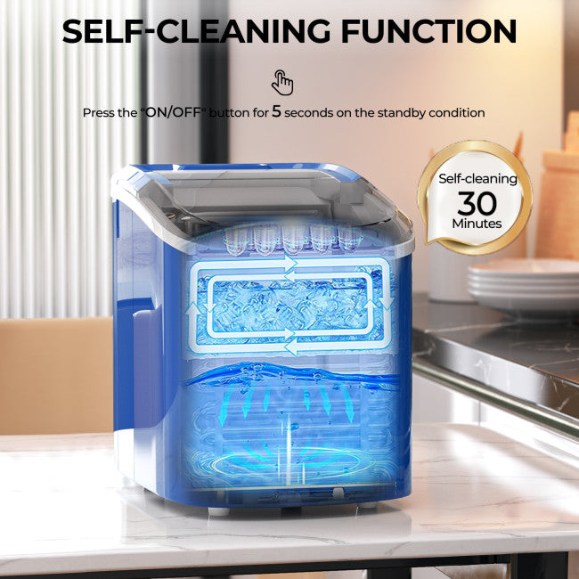 27 LBS/24H Countertop Ice Cube Maker Portable Ice Machine with Self-Cleaning Function