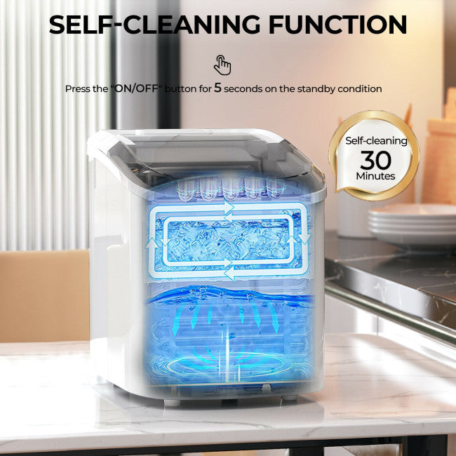 27 LBS/24H Countertop Ice Cube Maker Portable Ice Machine with Self-Cleaning Function