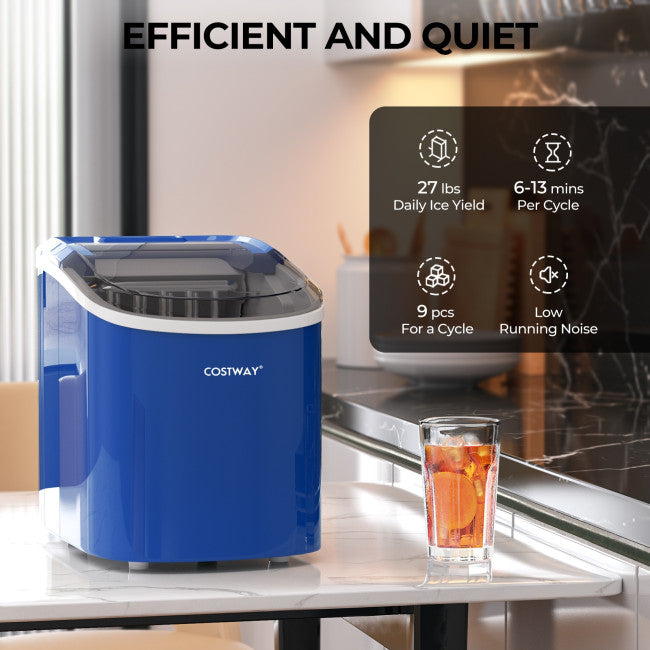 27 LBS/24H Countertop Ice Cube Maker Portable Ice Machine with Self-Cleaning Function