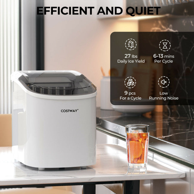 27 LBS/24H Countertop Ice Cube Maker Portable Ice Machine with Self-Cleaning Function