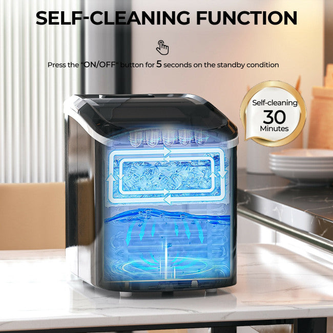 27 LBS/24H Countertop Ice Cube Maker Portable Ice Machine with Self-Cleaning Function