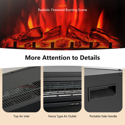 28 Inch Electric Fireplace Wall Recessed and Freestanding Heater with Remote Control and Touch Screen