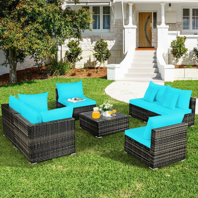 7 Pieces Rattan Sectional Sofa Set with Cushion for Patio Garden