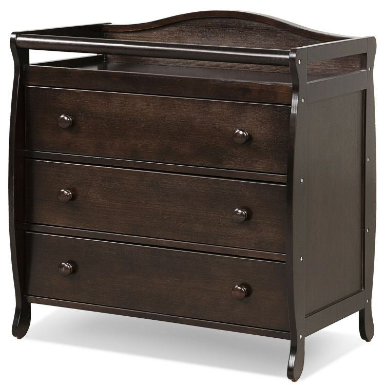 2 In 1 Baby Changer Dresser 3-Drawer Infant Diaper Changing Table with Safety Belt for Nursery