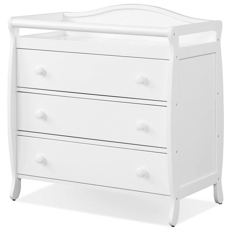 2 In 1 Baby Changer Dresser 3-Drawer Infant Diaper Changing Table with Safety Belt for Nursery
